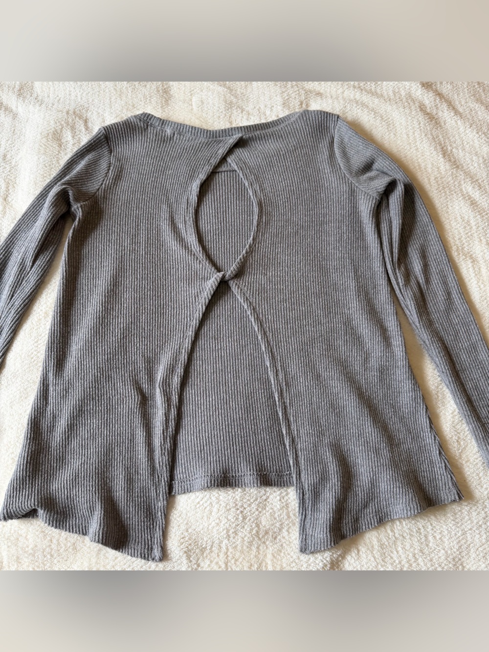 Ribbed Crewneck Sweater with Keyhole Back